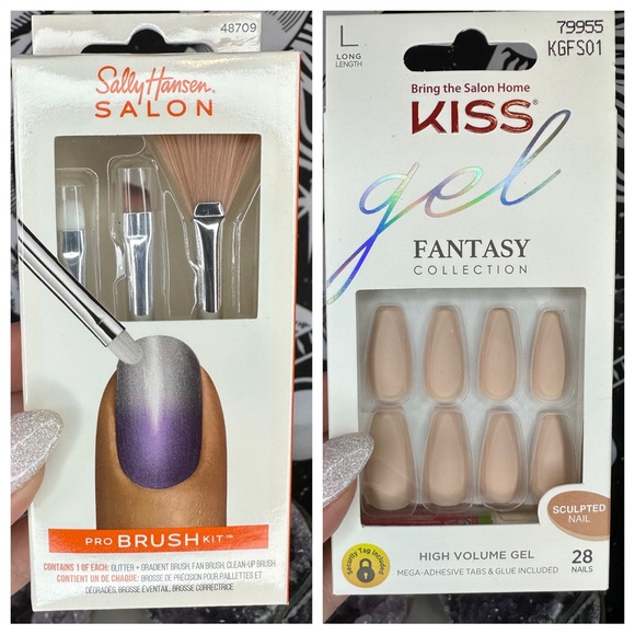 Sally Hanson Pro Brush Kit and Kiss Gel Fantasy Press on Nails, NIB - Picture 1 of 3